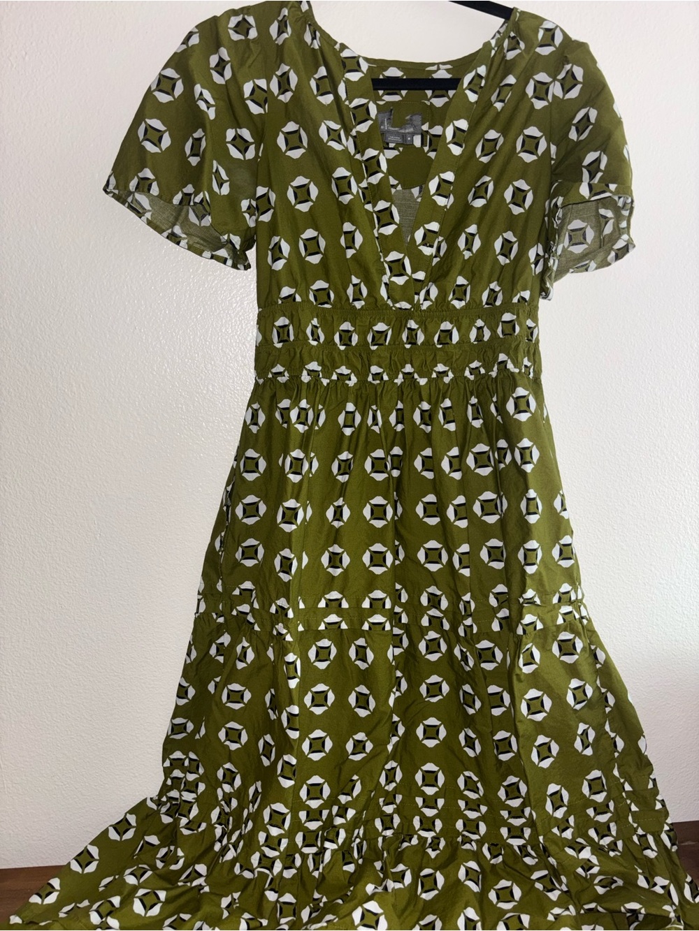 Anthropologie Olive Green Printed Maxi Dress - Picture 2 of 5